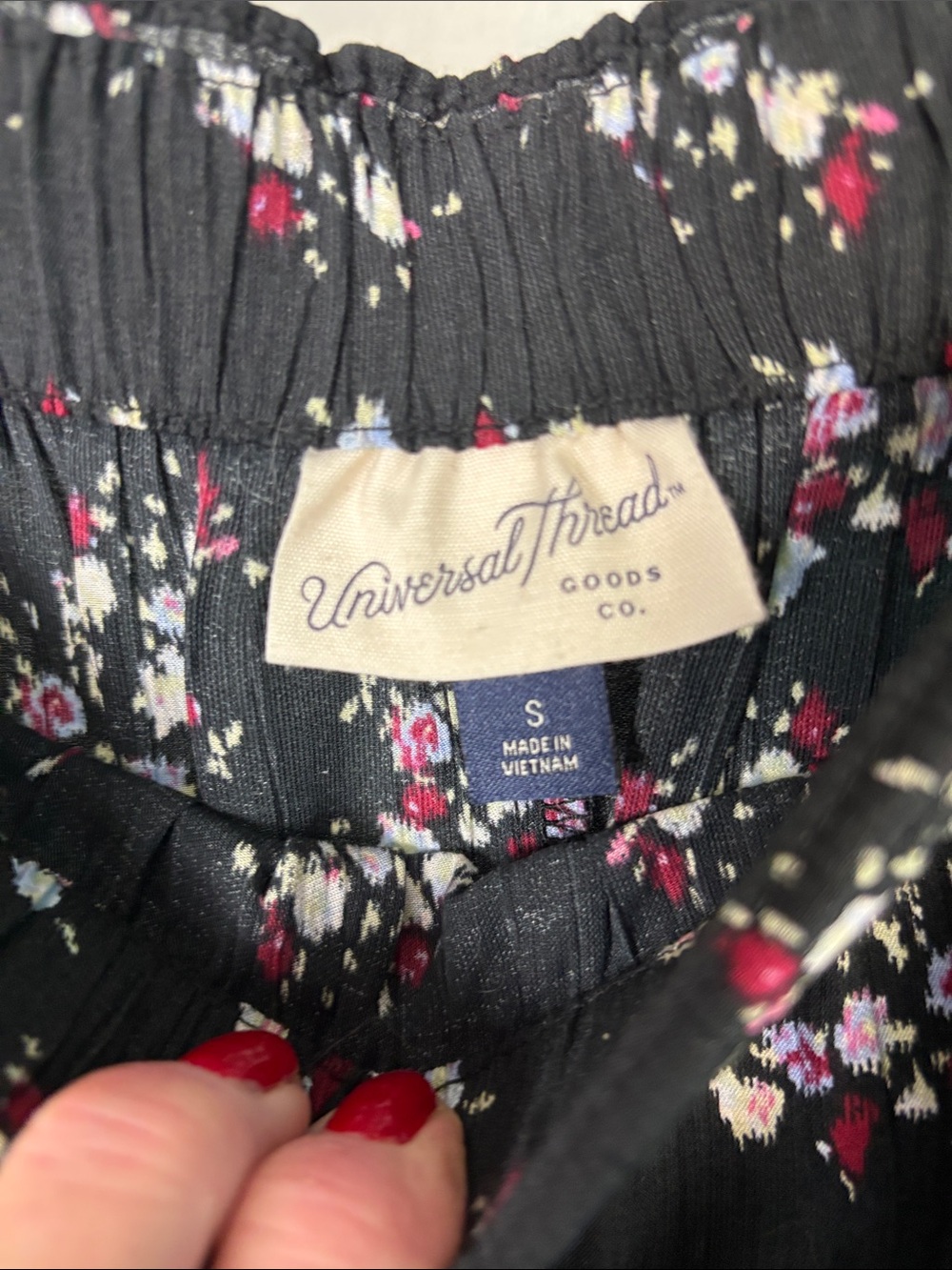 Universal Thread tiered Black Maxi Skirt with Pink & White Floral Print - Picture 2 of 5